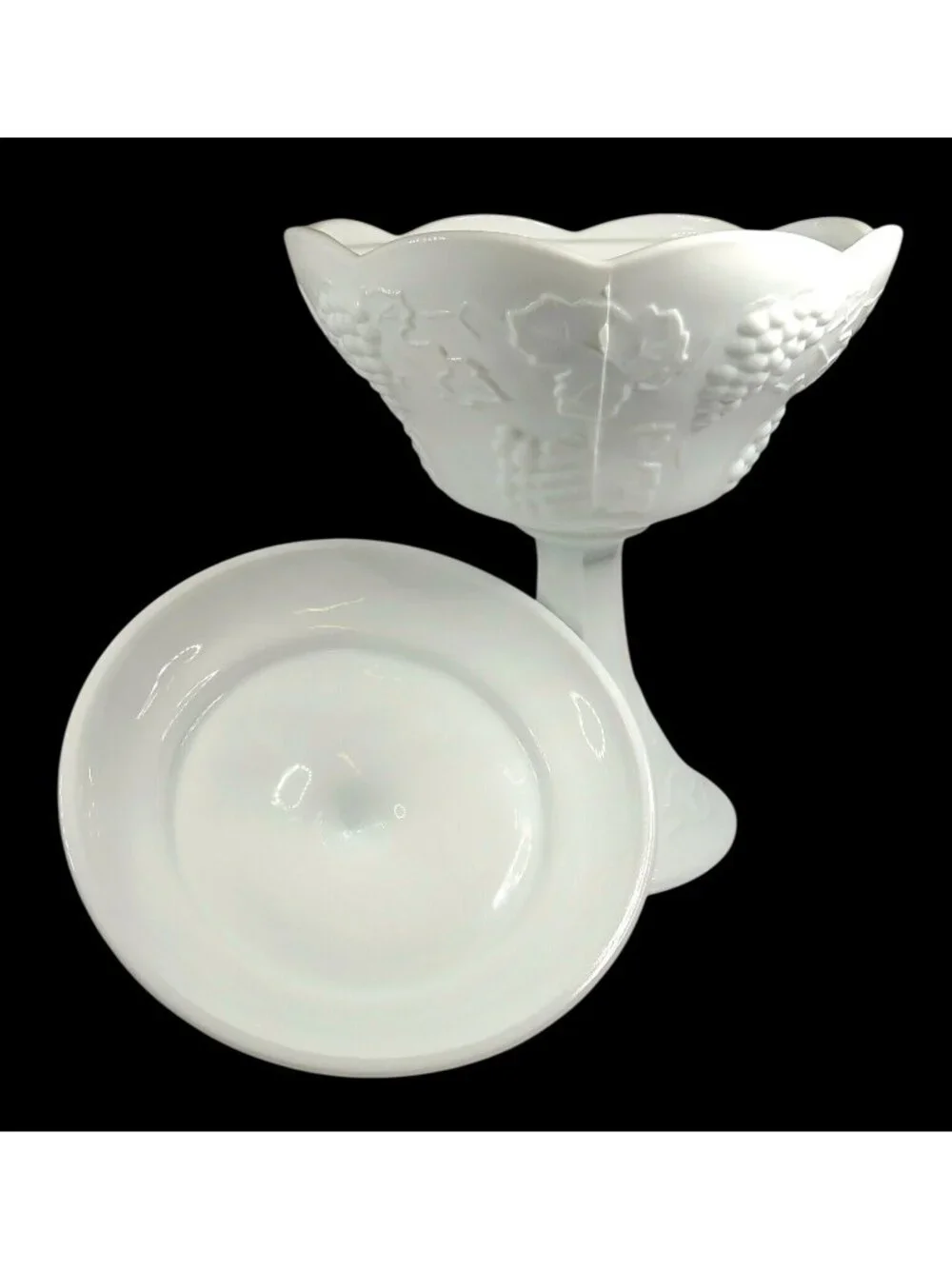 Colony Harvest Milk Glass Compote with Lid Vintage Mid-Century Wedding Bowl